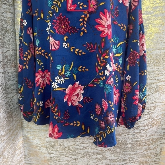 Vintage🧚‍♀️ LOFT Spring Floral Kaftan Casual Long Sleeve Blouse Size L - Picture 5 of 13
